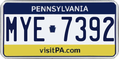 PA license plate MYE7392