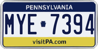 PA license plate MYE7394