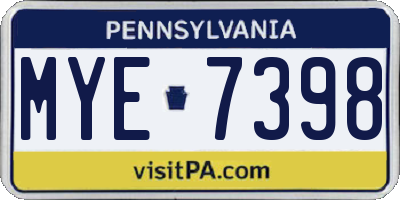 PA license plate MYE7398