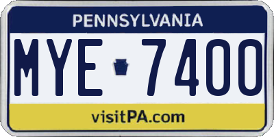 PA license plate MYE7400