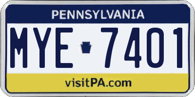 PA license plate MYE7401