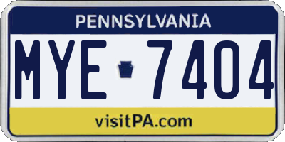 PA license plate MYE7404