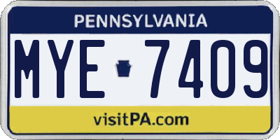 PA license plate MYE7409