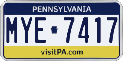PA license plate MYE7417