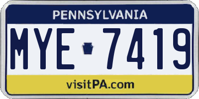 PA license plate MYE7419
