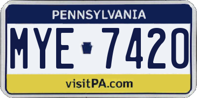 PA license plate MYE7420