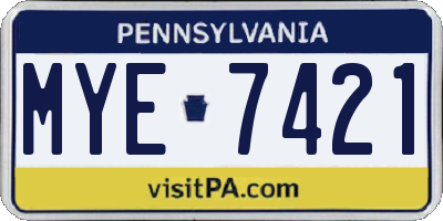 PA license plate MYE7421