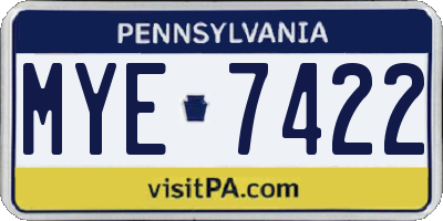 PA license plate MYE7422