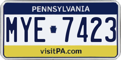PA license plate MYE7423