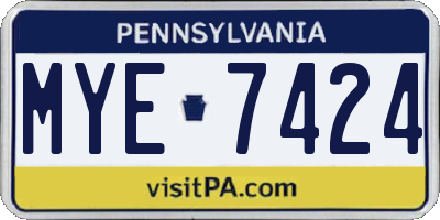 PA license plate MYE7424