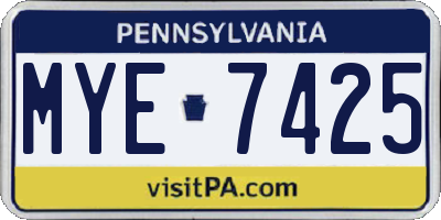 PA license plate MYE7425
