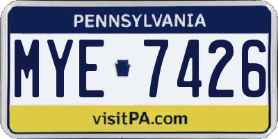 PA license plate MYE7426