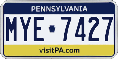 PA license plate MYE7427