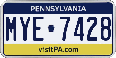 PA license plate MYE7428