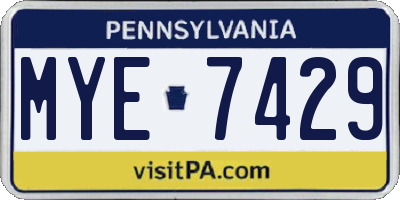 PA license plate MYE7429