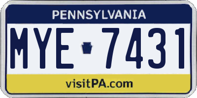 PA license plate MYE7431