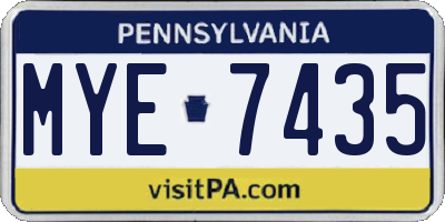 PA license plate MYE7435