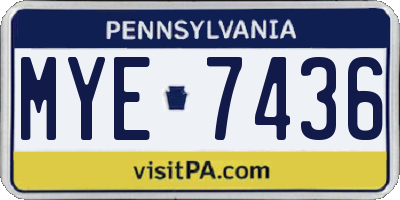 PA license plate MYE7436