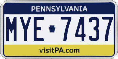 PA license plate MYE7437
