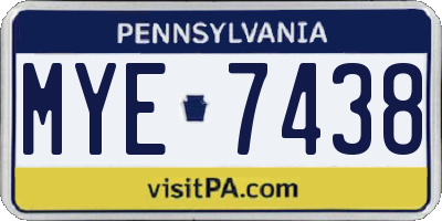 PA license plate MYE7438