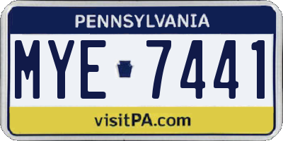 PA license plate MYE7441