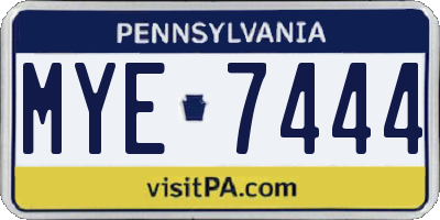 PA license plate MYE7444