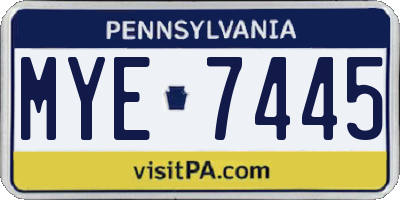 PA license plate MYE7445