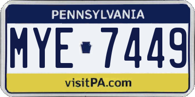 PA license plate MYE7449