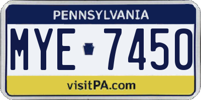 PA license plate MYE7450