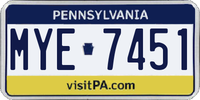 PA license plate MYE7451