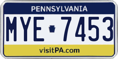 PA license plate MYE7453