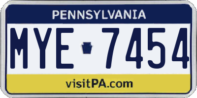 PA license plate MYE7454