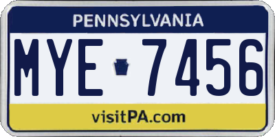 PA license plate MYE7456