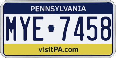 PA license plate MYE7458