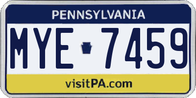 PA license plate MYE7459
