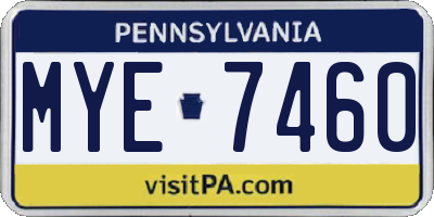 PA license plate MYE7460