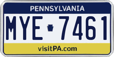PA license plate MYE7461
