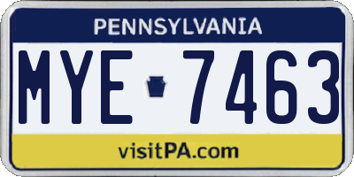 PA license plate MYE7463