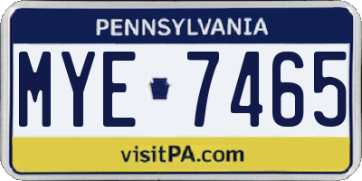 PA license plate MYE7465
