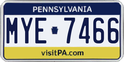 PA license plate MYE7466