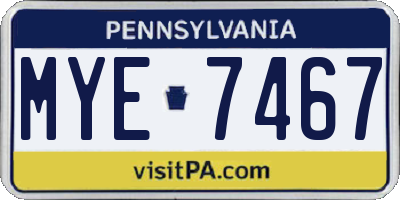 PA license plate MYE7467