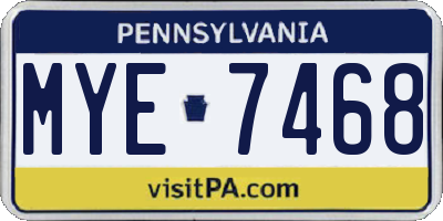 PA license plate MYE7468