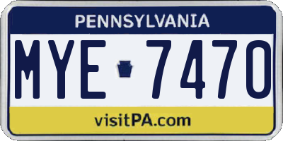 PA license plate MYE7470