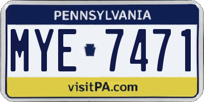PA license plate MYE7471