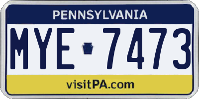 PA license plate MYE7473
