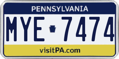 PA license plate MYE7474
