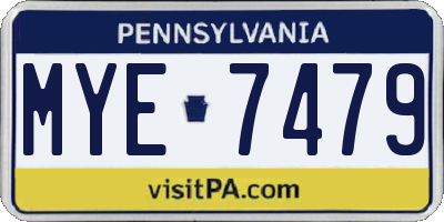 PA license plate MYE7479