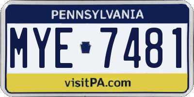 PA license plate MYE7481