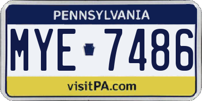 PA license plate MYE7486
