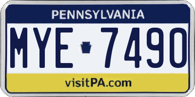 PA license plate MYE7490